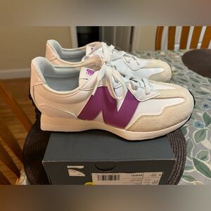 New Balance Women's White & Purple 327 Runner Sneakers,